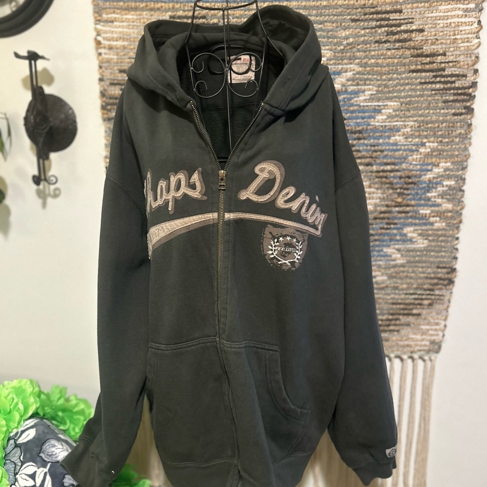 Chaps Black Zip-Up Hoodie